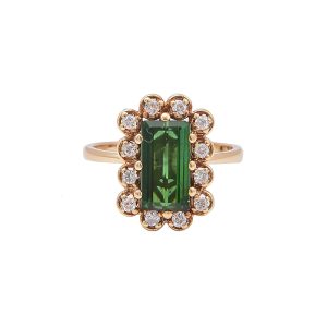 Anillo Turmalina Verde Años 70