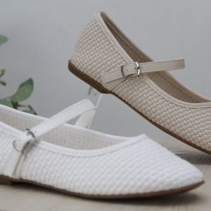 Merceditas para niña en suave poli piel trenzada,ref1674