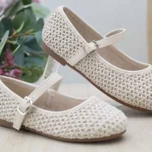 Merceditas para niña en tejido rafia,ref1611