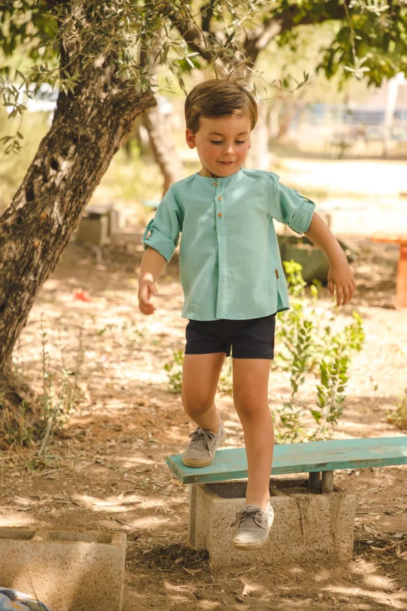 Camisa de niño turquesa Cocote & Charanga