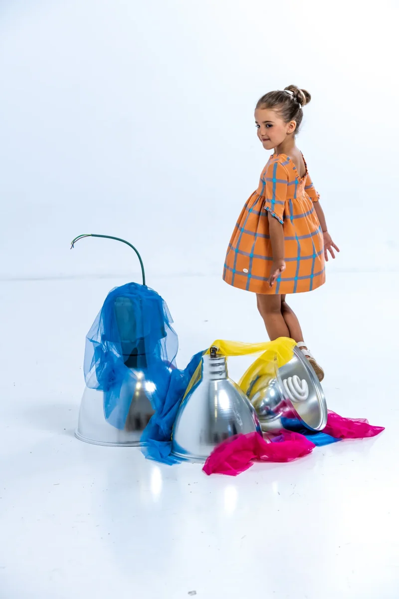 Vestido de niña cuadros naranja Cocote & Charanga - Imagen 4