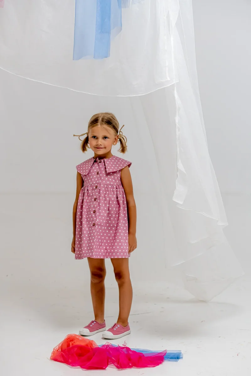 Vestido de niña rosa lunares Cocote & Charanga