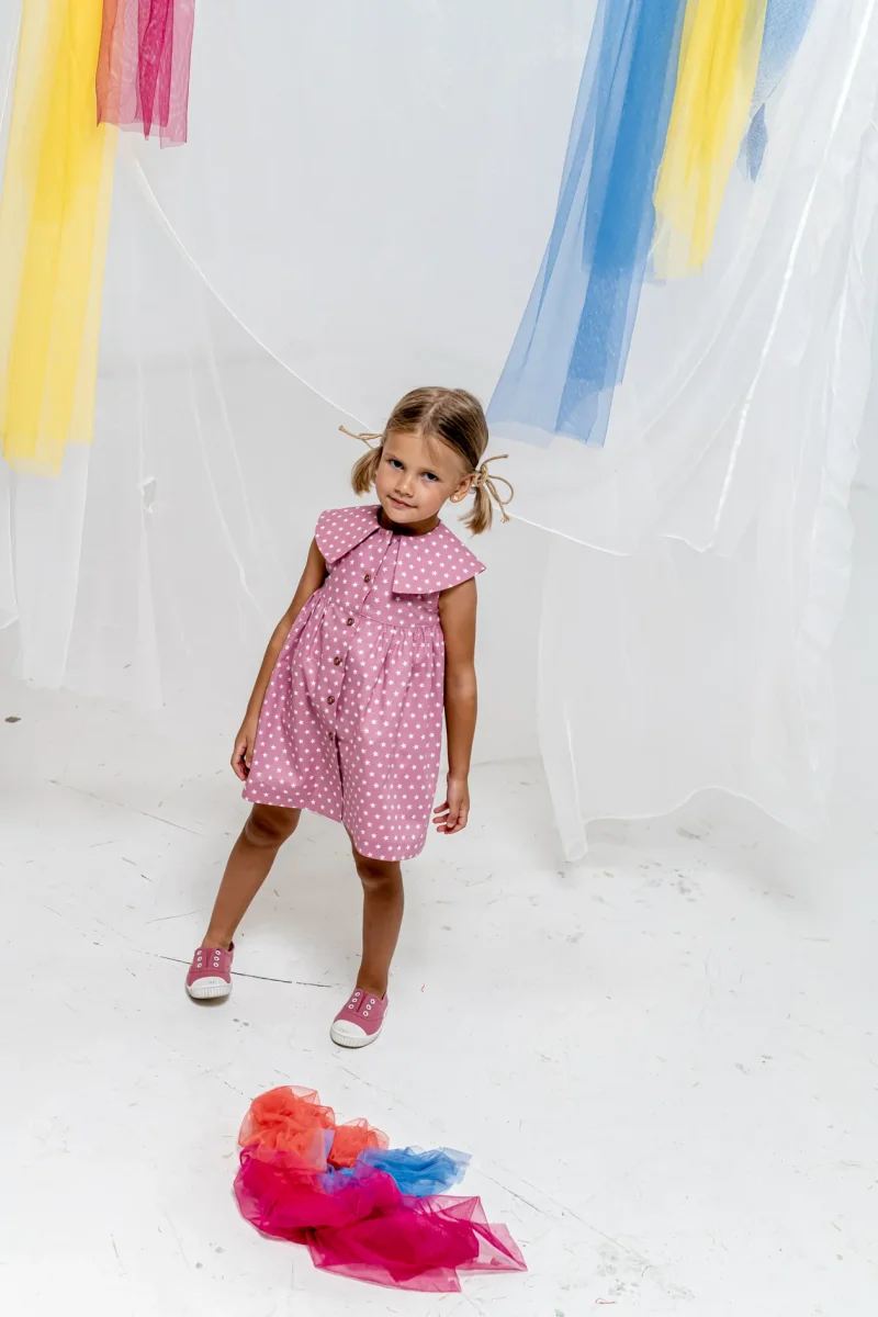 Vestido de niña rosa lunares Cocote & Charanga - Imagen 4