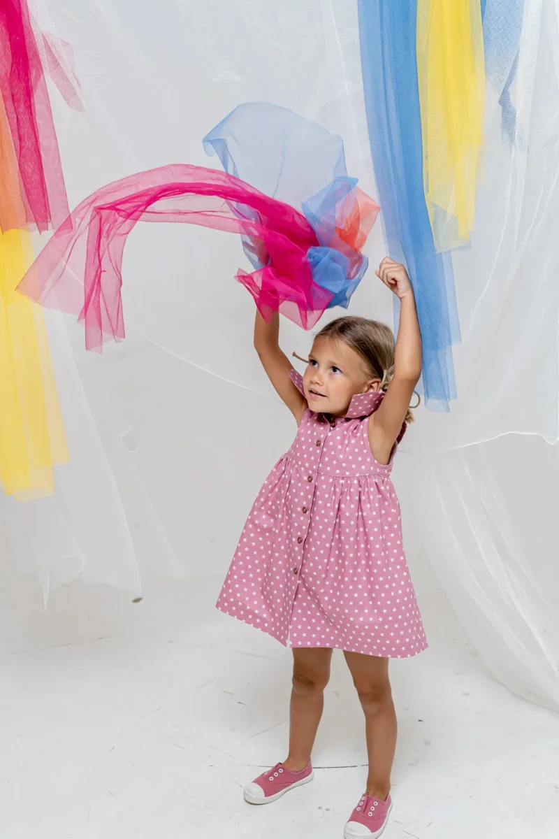 Vestido de niña rosa lunares Cocote & Charanga - Imagen 5