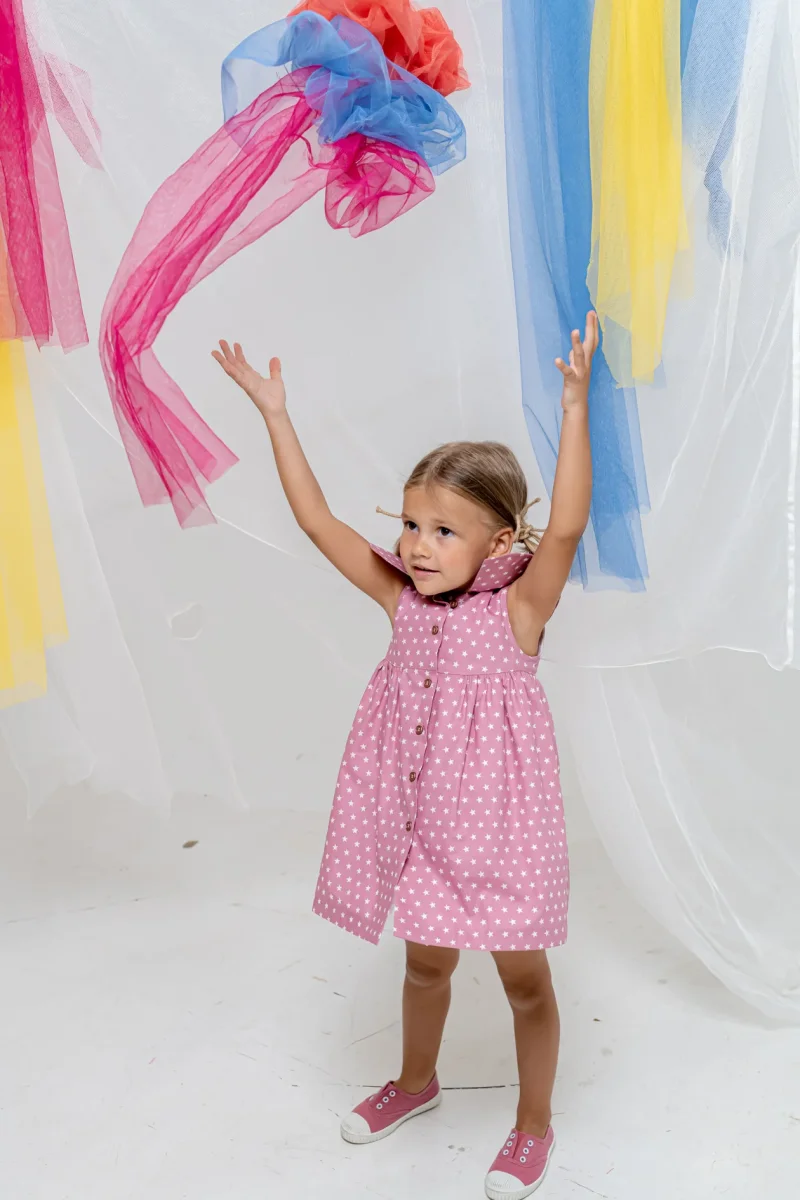 Vestido de niña rosa lunares Cocote & Charanga - Imagen 6