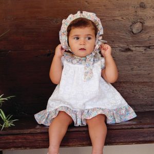 Conjunto vestido, braguita y capota recién nacida | Cocote by Charanga