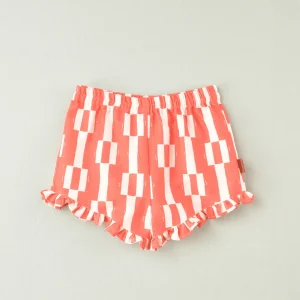 Pantalón corto niña geométrico rojo