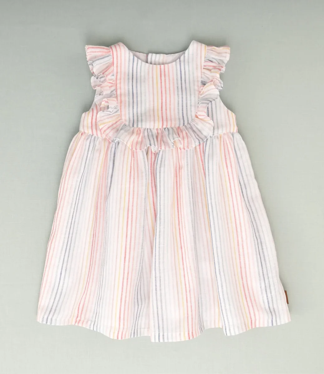 Vestido de rayas multicolor niña - Imagen 3