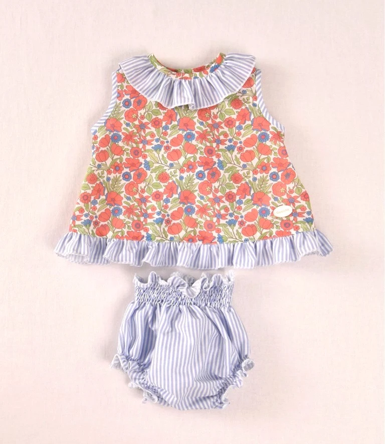 Conjunto bebé niña floral con cubrepañal | Cocote by Charanga
