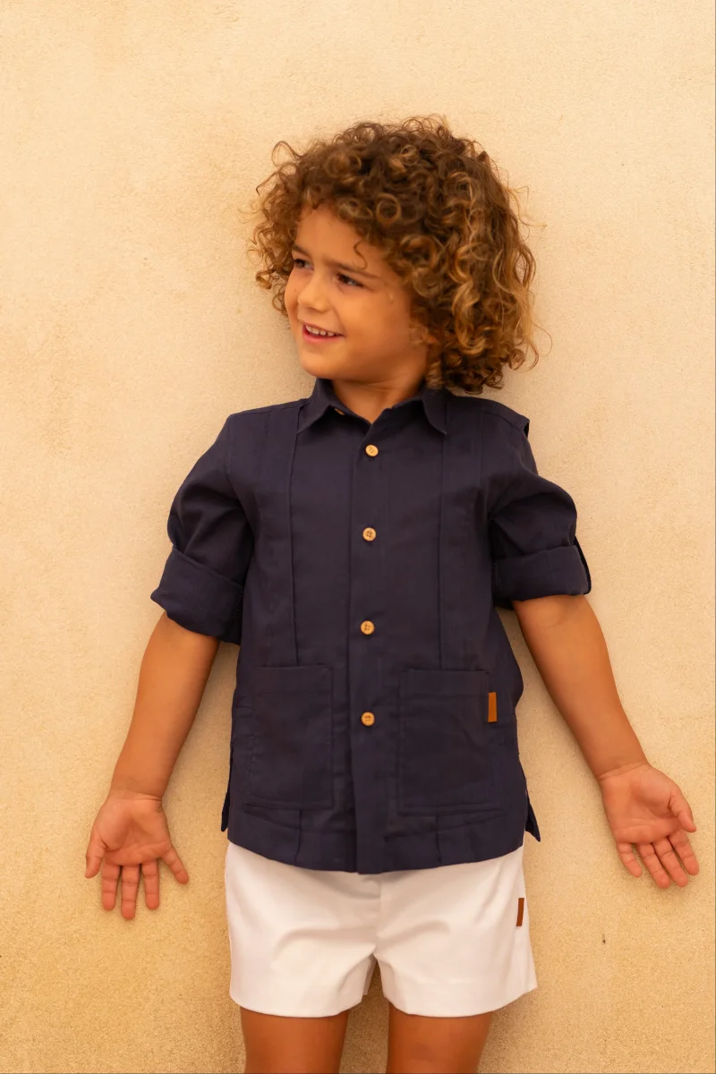Camisa niño marino con bolsillos | Cocote by Charanga