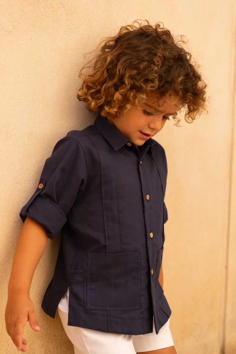 Camisa niño marino con bolsillos | Cocote by Charanga - Imagen 3