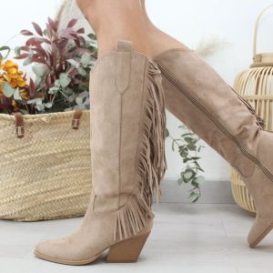 Bota cowboy con flecos,ref117