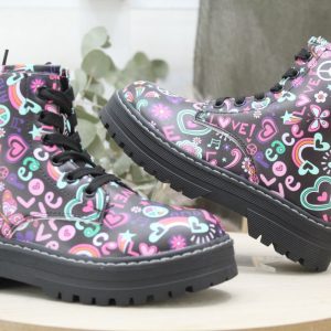 Bota militar estampada con doble piso,ref1254