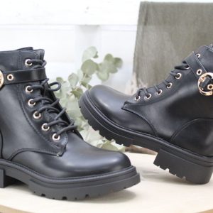 Bota para niña estilo militar en suave poli piel,ref1522