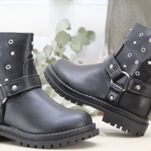 Botin estilo motero para niña con tachas,ref1572