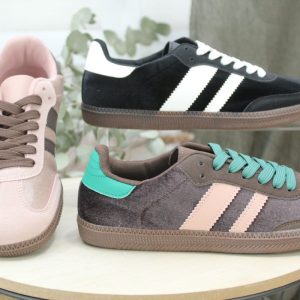 Sneakers basica combinada en antelina y terciopelo,ref213