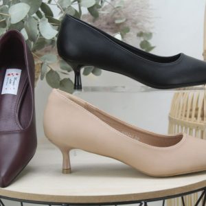 Stiletto en suave poli piel con tacón bajo fino de 5cm,ref1004