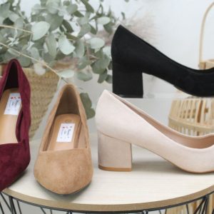 Stiletto en suave antelina con atcón ancho de 6cm,ref2247