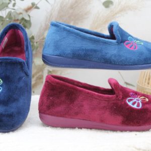Zapatilla casa plana con piso de caucho flexible