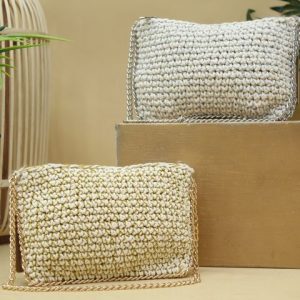 ¡¡Ofertón!!Bandolera crochet con cadena dorada,ref3472