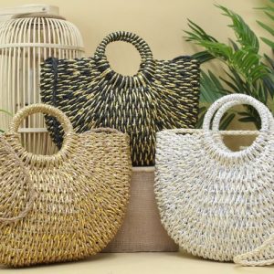 Cesta-bandolera en tejido de rafia,ref5367