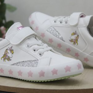 Deportiva para niña en suave poli piel con adorno unicornio,ref1284