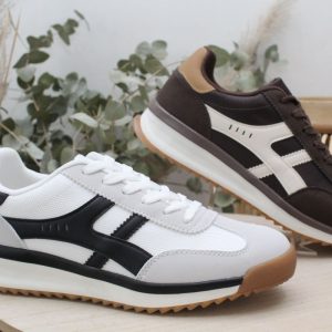 Sneakers combinada en antelina y tejido transpirable,ref17