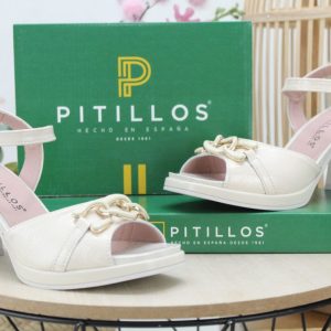Sandalia Pitillos para vestir toda en piel y adorno eslabón, ref11222