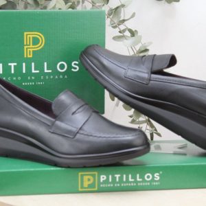 Zapato Pitillos todo en piel con piso de cuña ultraligth,ref10737