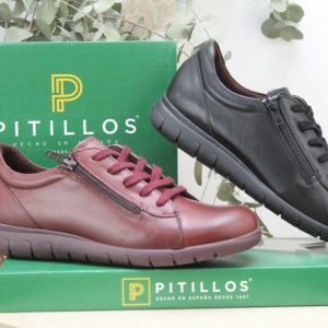 Zapato Pitillos todo en piel con cordones y cremallera lateral,ref20213