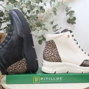 Botin casual Pitillos todo en piel con cordón elastico,ref10754