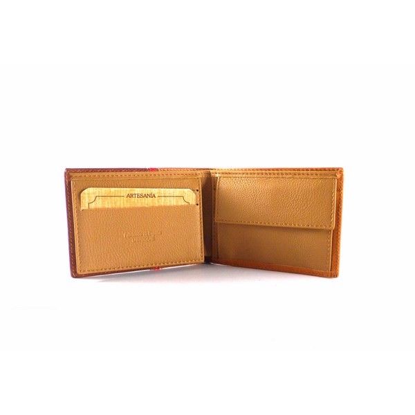 Billetera piel Nilo americana sin cierre con monedero en colores camel - Imagen 4