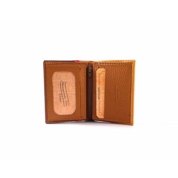 Billetera en piel Nilo con cremallera en color camel para hombre - Imagen 4