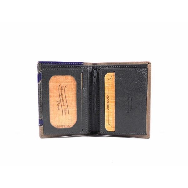 Billetera/tarjetero en piel Nilo combinada para hombre - Imagen 4