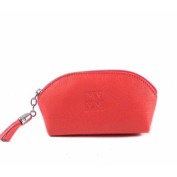 Monedero para mujer piel cremallera beis o coral - Imagen 3