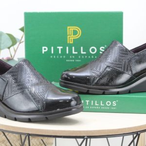 Zapato Pitillos con pala elastica combinado en charol,ref11531