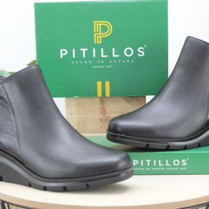 Botín Pitillos todo en piel con cuña de 5cm,ref11536