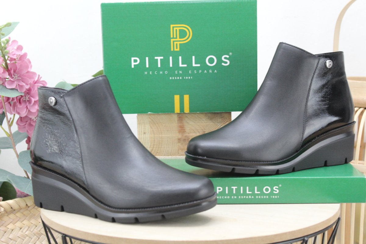 Botín Pitillos todo en piel con cuña de 5cm,ref11536 - Imagen 2