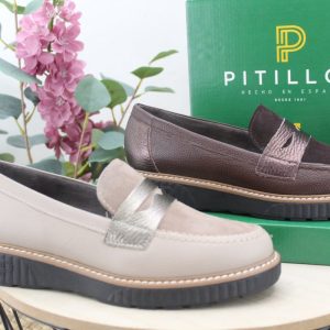 Zapato Pitillos combinado en piel y ante,muy cómodo,ref11553