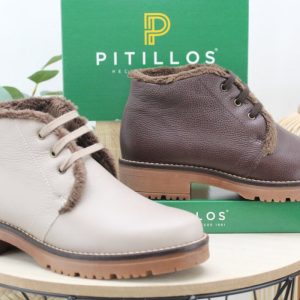 Botín Pitillos con cordón forrado de pelo y piso antideslizante,ref11566