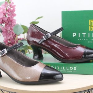 Zapato Pitillos con pulsera,combinado en piel charol,ref11683