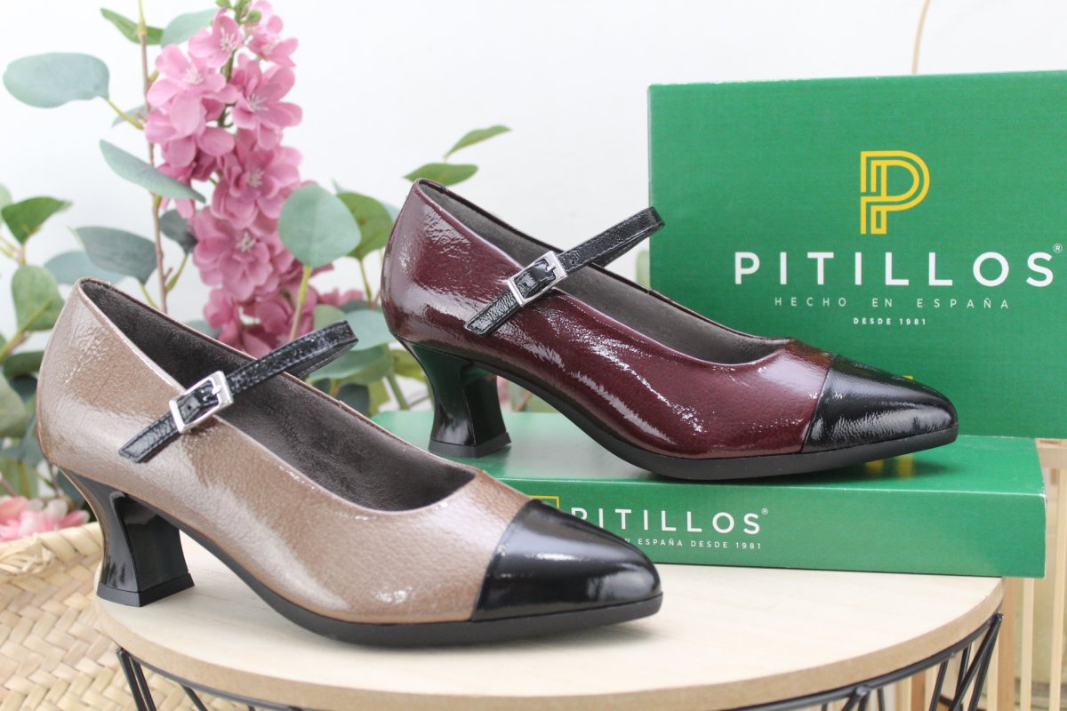 Zapato Pitillos con pulsera,combinado en piel charol,ref11683