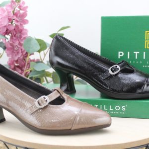 Zapato pitillos para vestir todo en piel charol,comodo y elegante,ref11685