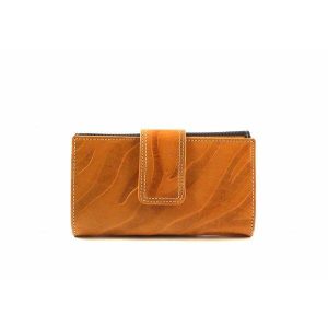 Cartera de piel mediana Nilo texturas en color camel y marrón