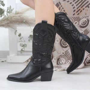 Bota cowboy en suave poli piel con tacón de 5.5cm,ref726