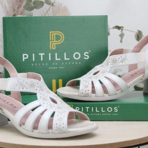 Sandalia Pitillos toda en piel con tacón de 5.8cm,ref11211