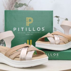 Sandalia Pitillos en piel con tiras tubulares,ref11290