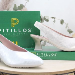Salón Pitillos en piel metalizada con tacón de 5.5cm,ref11182