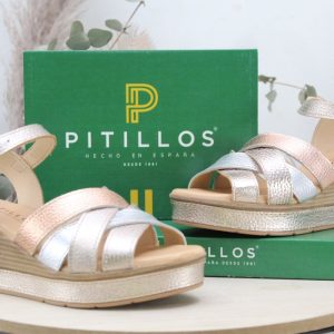 Sandalia pitillos toda en piel metalizada,ref11281