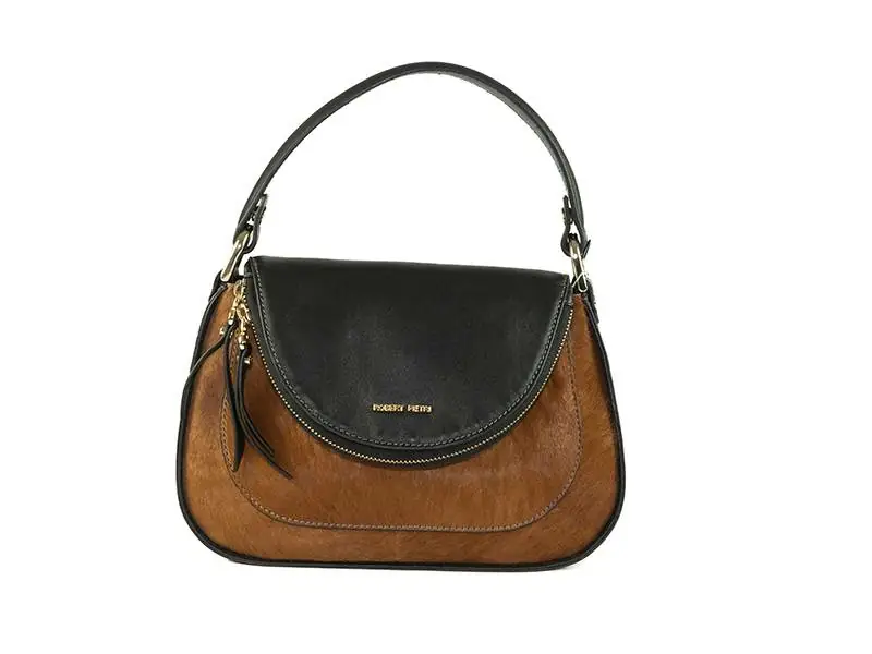 Bolso ROBERT PIETRI · MEGAN · Bandolera en Piel Natural y Pelo · Color Cuero